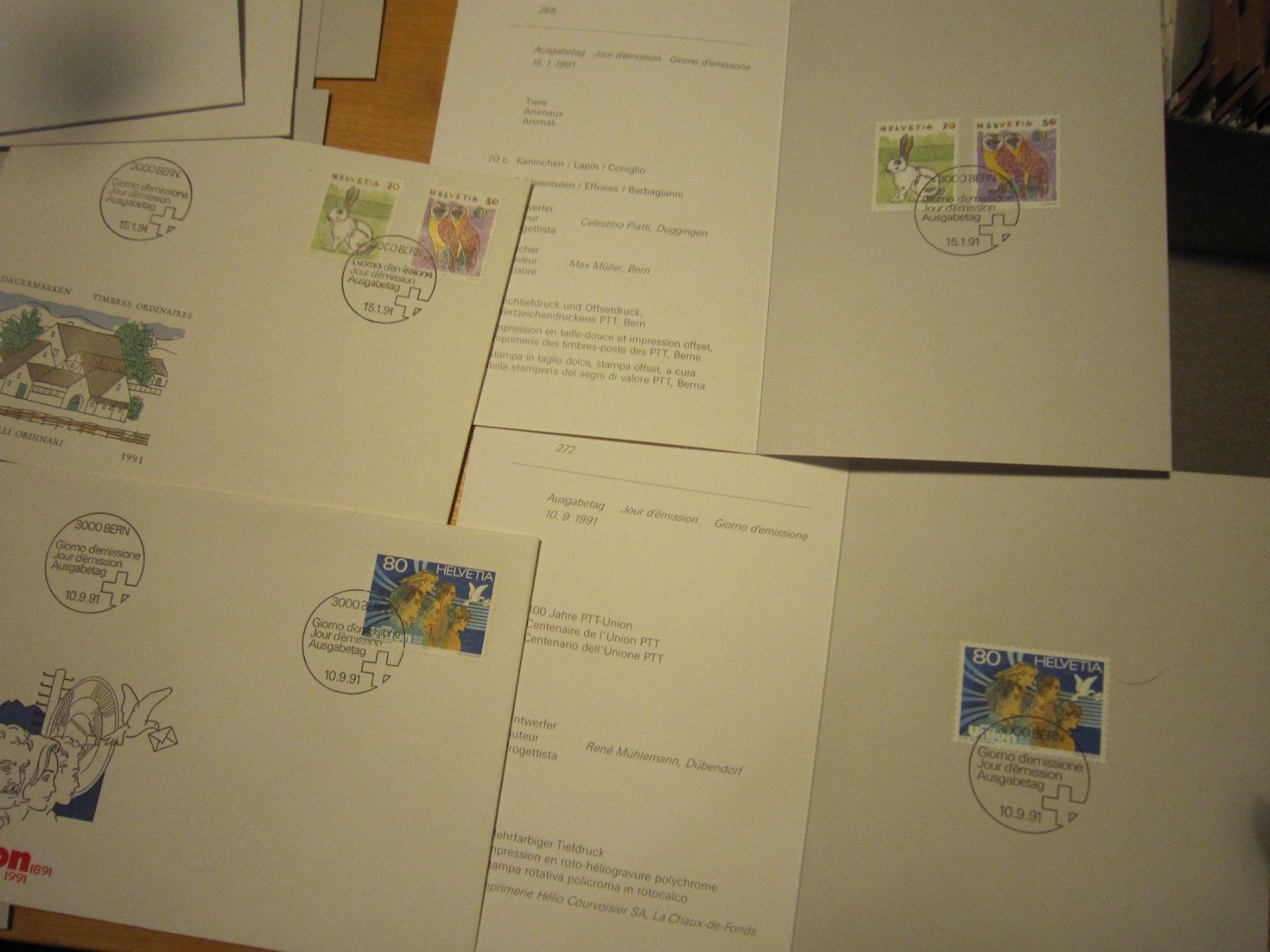 Alle Briefmarken: CH 1991 FDC Serien und Ptt Blätter – Gebraucht aus Gordola von Polentaefung 2
