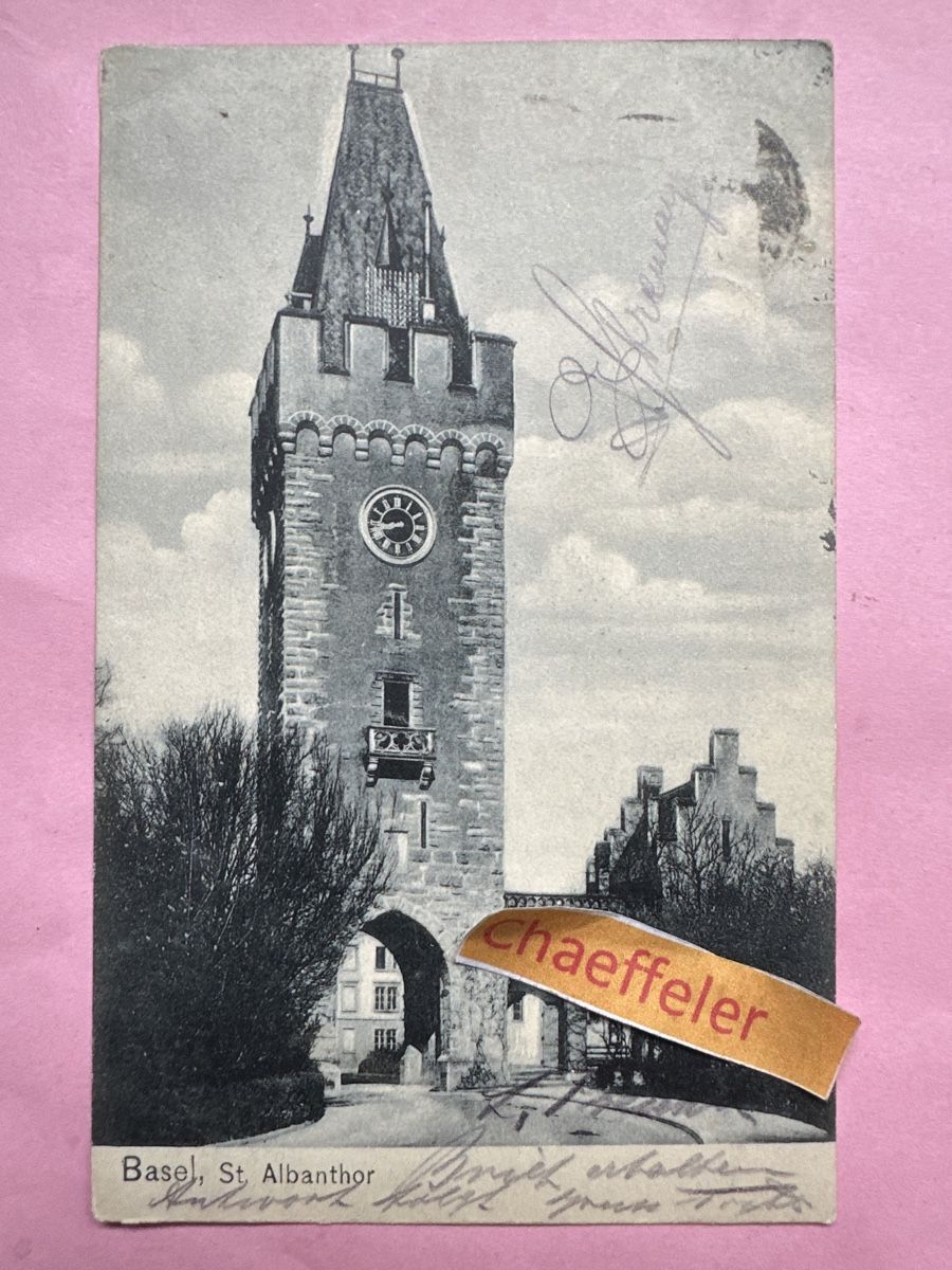 Cartoline postali: 1906 Basel, St. Albanthor – Usato da Zürich venduto da Chaeffeler