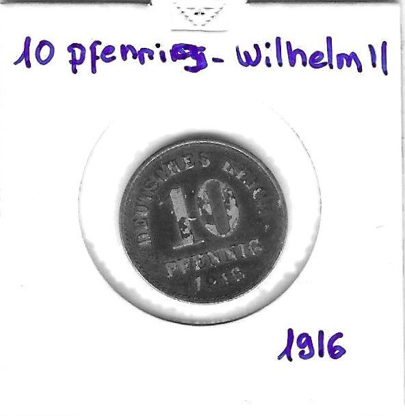 Tutti le monete: 10 pfennig - Wilhelm II-1916 – Usato da Tavannes venduto da Zitume