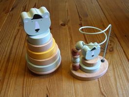 Stapelturm und kl. Motorikschleife "Mr.Polar Bear" aus Holz