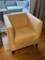 2x Sessel Stoffbezug Gold mit Holzbeinen