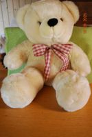 Plüschbär beige mit karierter Schleife sehr guter Zustand