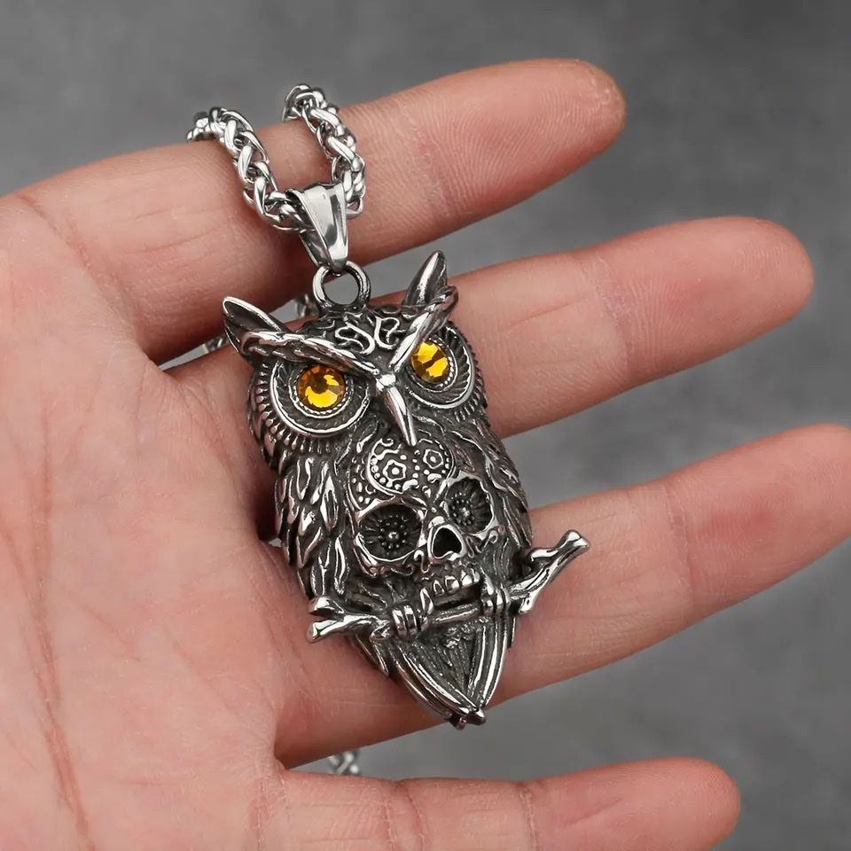 Ketten: Gothic Owl Skull Viking Pendant Necklace – Neu und originalverpackt aus Aarburg von StavFashion 3