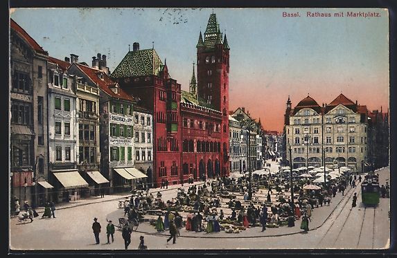 Cartes postales: Basel, Strassenbahn am Marktplatz mit Ra – D'occasion à Berlin par bartko-reher