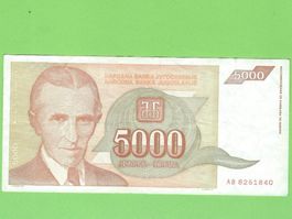 5000 Dinar Banknote Jugoslawien, Sammlerstück!