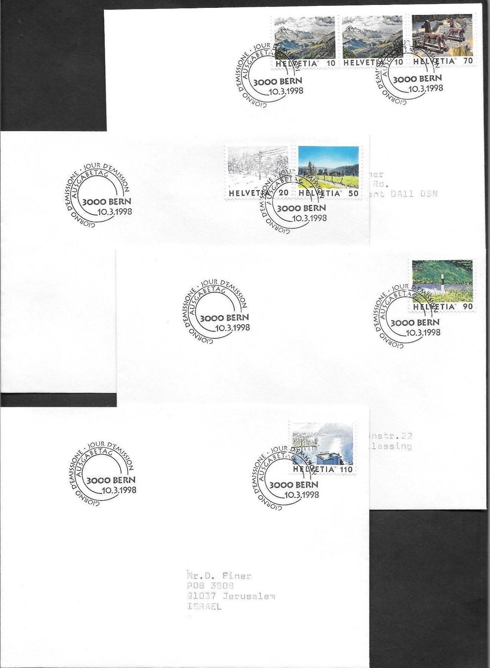 Alle Briefmarken: 7 FDC Serie 943-951 ET 10.03. / 8.9.1998 – Neu (gemäss Beschreibung) aus Olten von clotaldi
