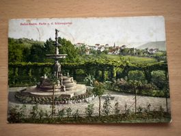 Postkarte Baden-Baden Partie a. d. Schlossgarten 1913 5 R...