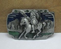 Metall Gürtelschnalle INDIANER im Galopp