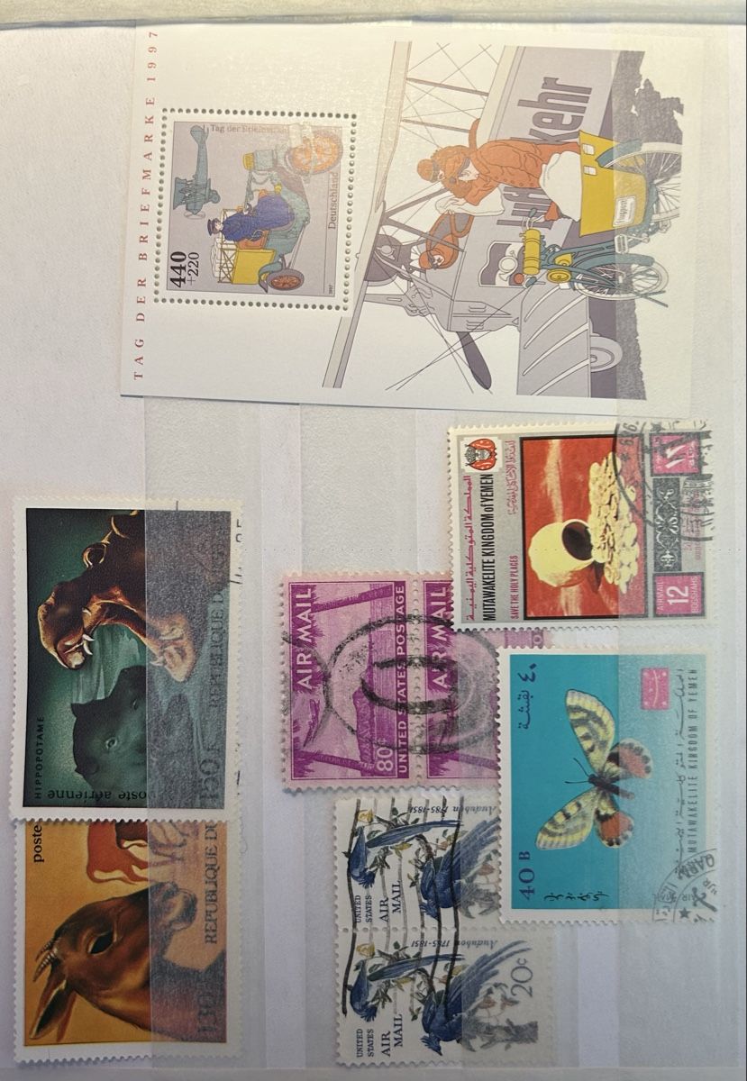 Alle Briefmarken: 4 DIN A5 Seiten Flugpost Luftpost weltweit – Gebraucht aus Bern von mon_622y 5