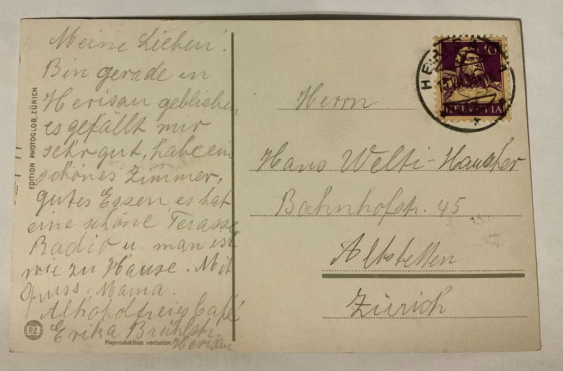 Cartoline postali: Herisau, Appenzell, 1935, Dorfansicht – Usato da schlieren venduto da Retton 1