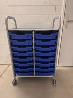 Rollwagen Gratnells mit 16 Schubladen grau, neu