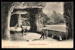 AK Axenstrasse, Axenstrasse mit Bristenstock, Tunnel, Passan
