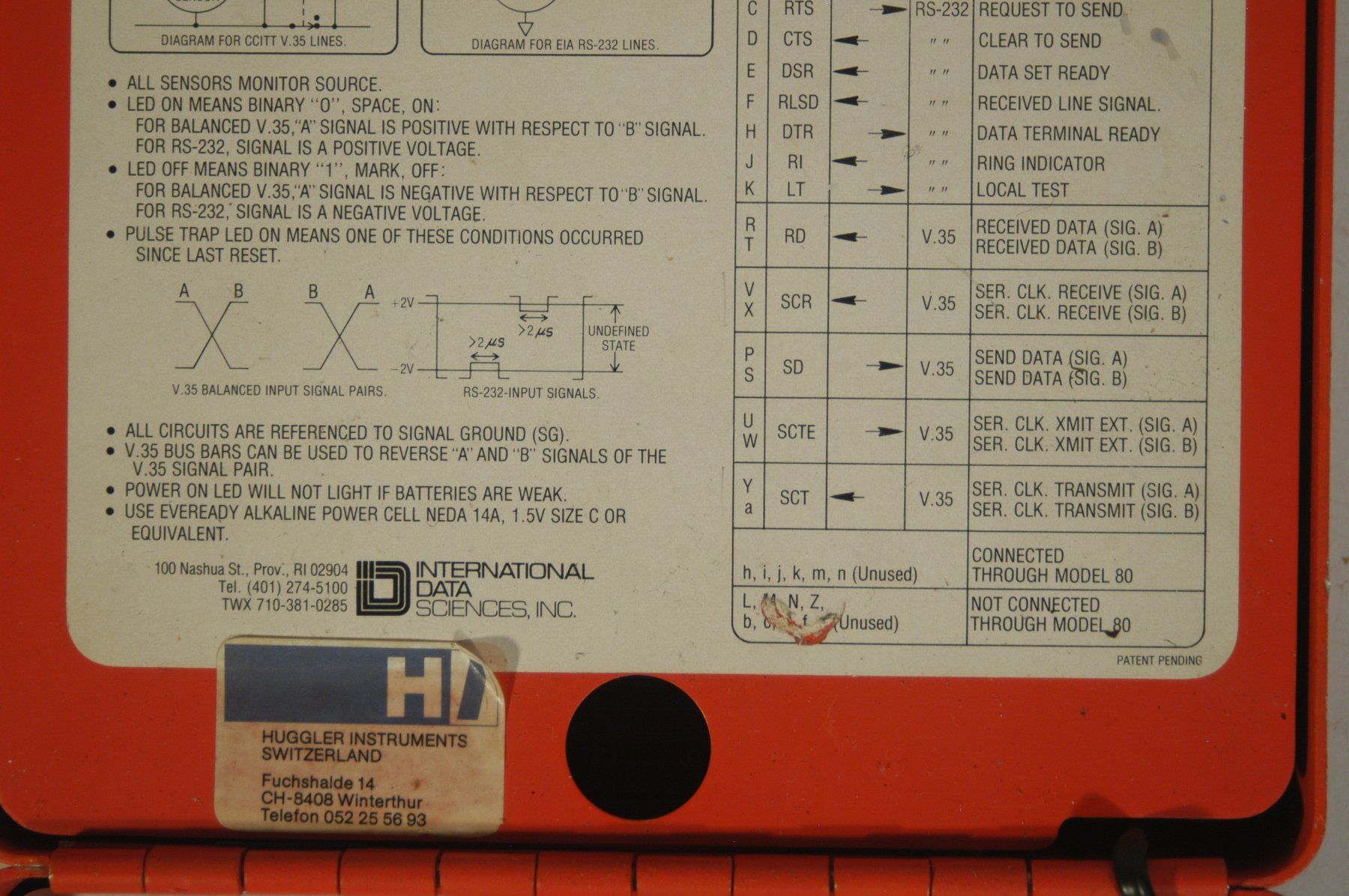 Componenti elettronici: Model 80 V.35 Interface Breakout Panel International Data – Usato da Herisau venduto da Wisen 2