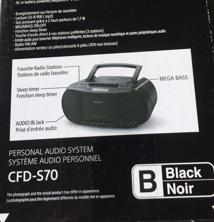 Lecteur cassette et CD avec radio, CFD-S70