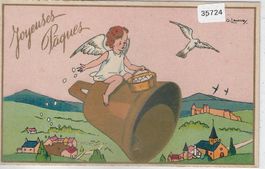 Joyeuses Paques Frohe Ostern - G. Lauvey - Engel mit Glocke