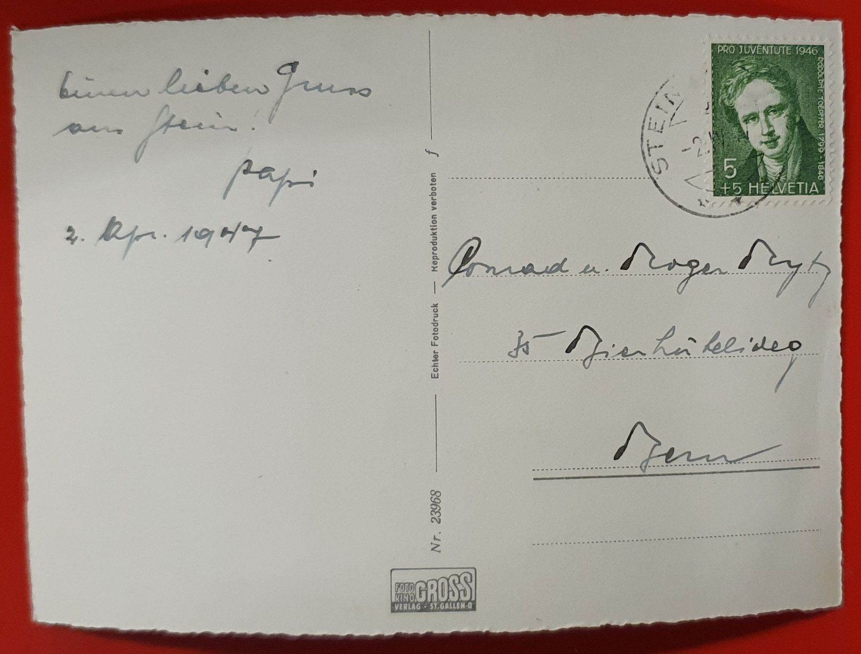 Cartoline postali: Stein 1947 mit Churfirsten – Usato da Kreuzlingen venduto da Rschweiz1 1