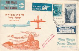 Israel - Brasil 1.Flugpost mit Swissair 1957