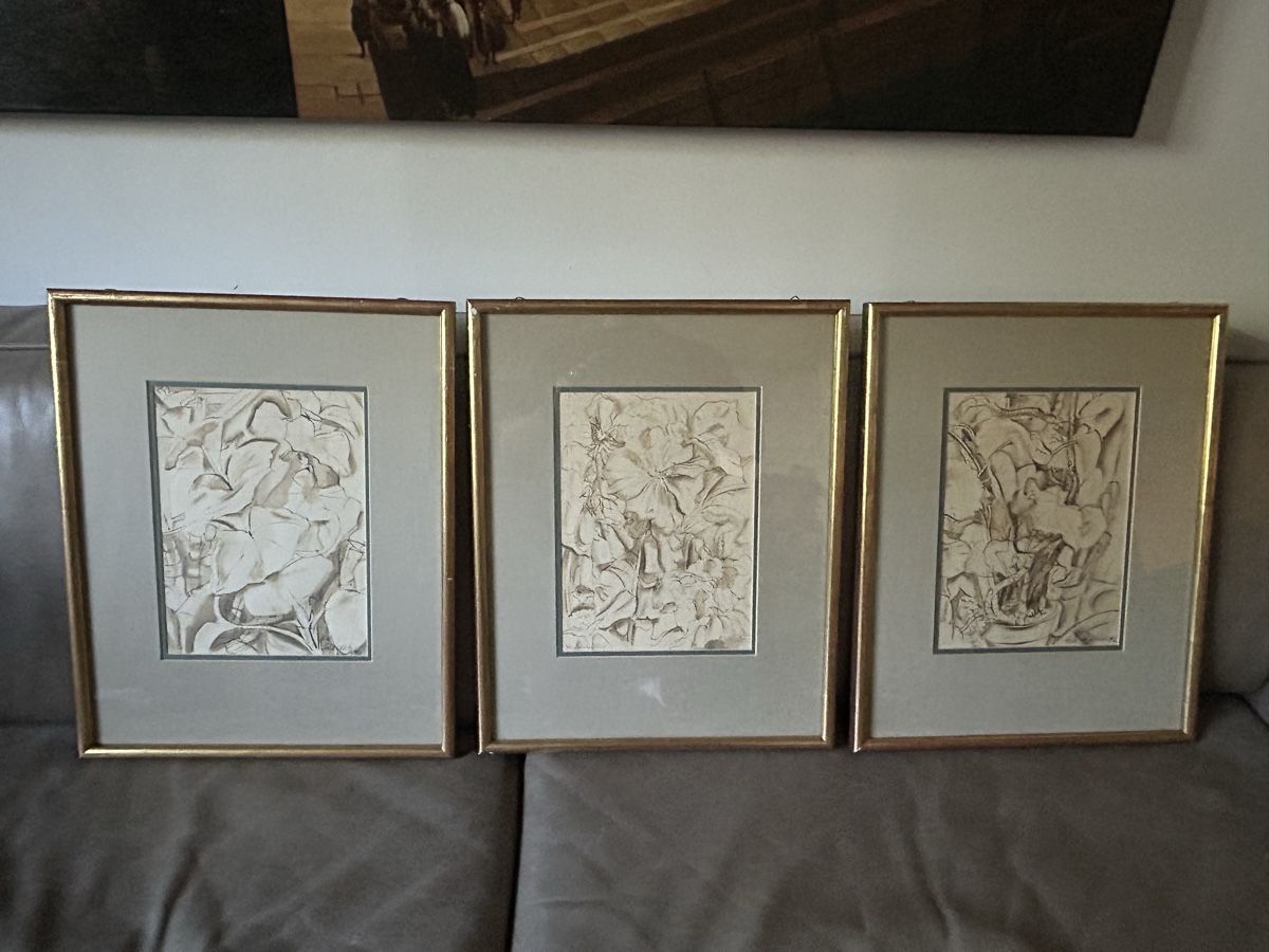 Gemälde: 3er Set Originale Zeichnungen, H.W. Scheller, gerahmt – Gebraucht aus Glarus von KunstWerkEr-LS87