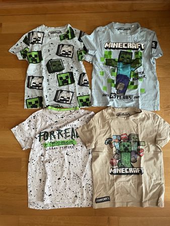 4x T-Shirts Jungen Grösse 128/134 (3 davon Minecraft)