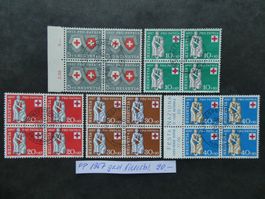 Pro Patria 1957 gestempelte Viererblöcke