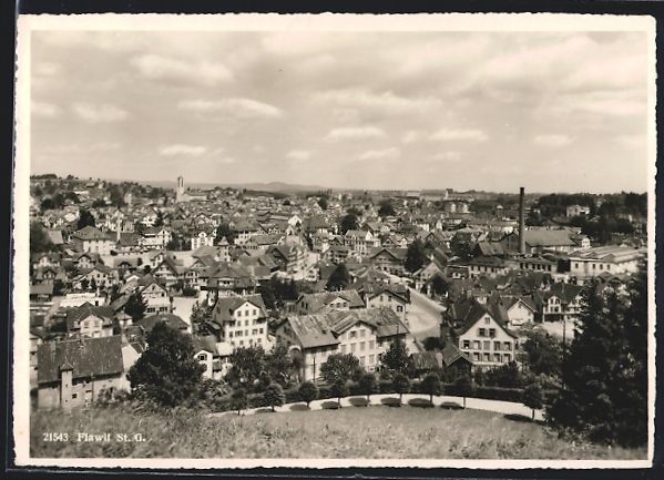 Cartoline postali: AK Flawil, Totalansicht vom Berg aus – Usato da Berlin venduto da bartko-reher