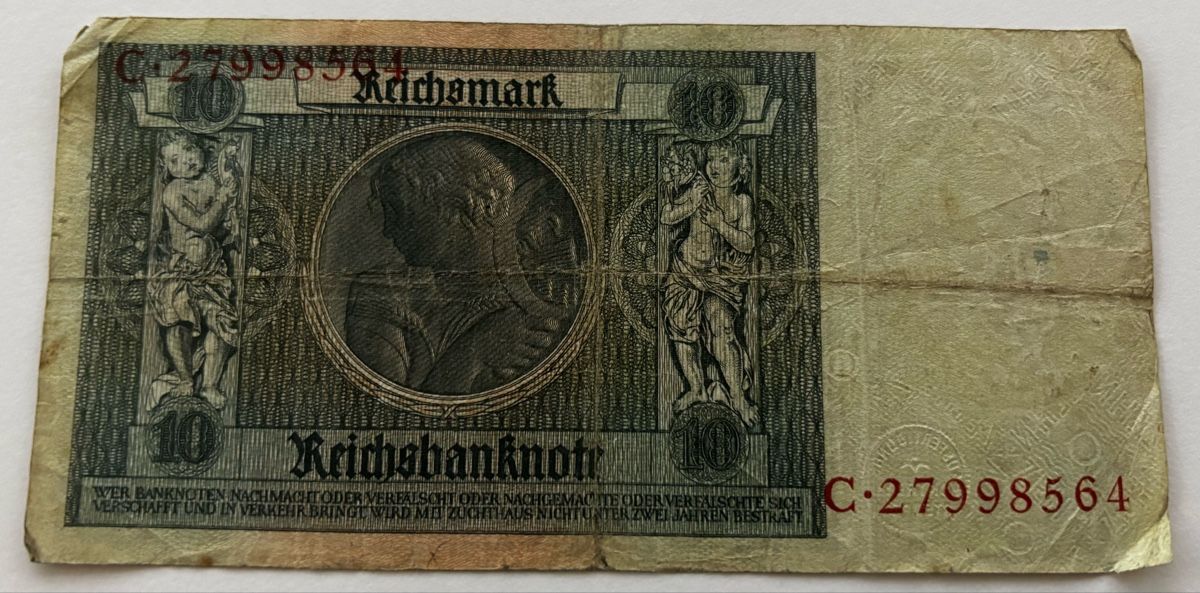 Banconote: 10 Reichsmark 1929 Banknote – Usato da Algetshausen venduto da Carrhard 1