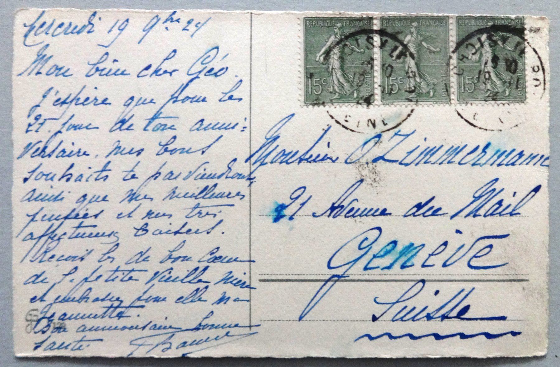 Cartoline postali: Bon Anniversaire, panier de lilas – Difettoso da Fétigny venduto da Billy2miny 1