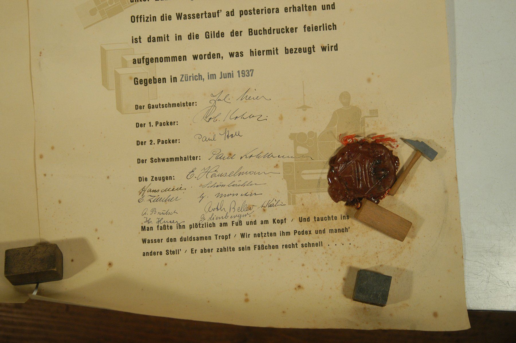 Documenti: Gautschbriefe 1937 2 Stück – Usato da Herisau venduto da Wisen 6
