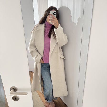H&M beige long coat S
