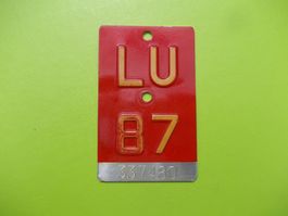 Velonummer / Fahrradnummer LU 87