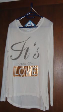 T-shirt manches longues blanc femme imprimé Taille L