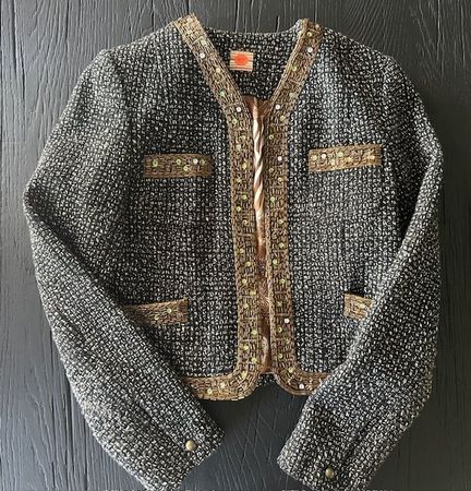 Boucle Jacke, Zebra Print, Glitzer & Glamour Gr.38 Herbst