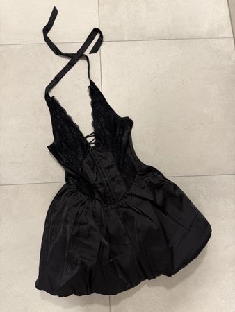 Black Halter Lace Corset Mini Dress Size XS