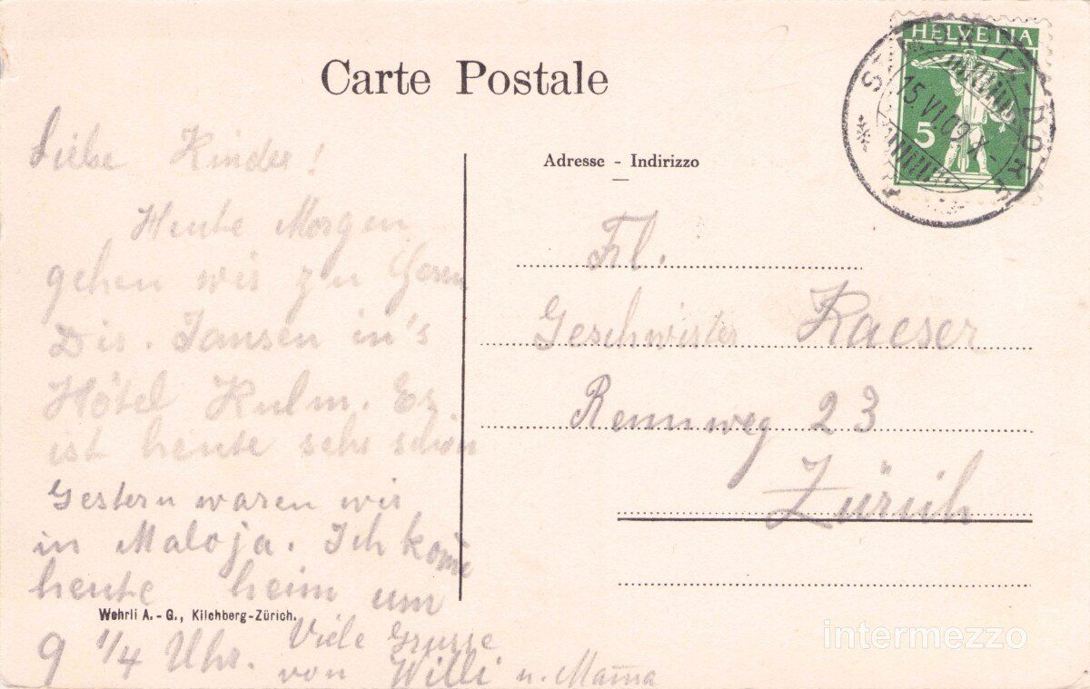 Cartoline postali: St. Moritz GR // 1909 Der schiefe Turm // Sommer – Usato da Basel venduto da intermezzo12 1