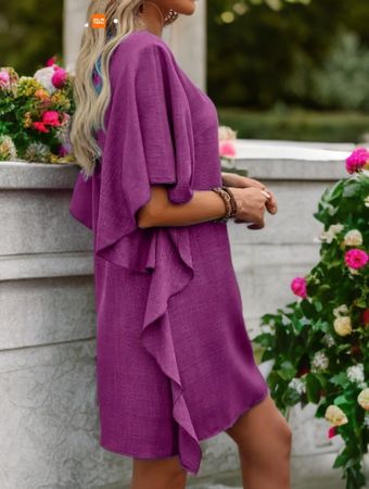 Abito donna viola manica corta, taglia 44