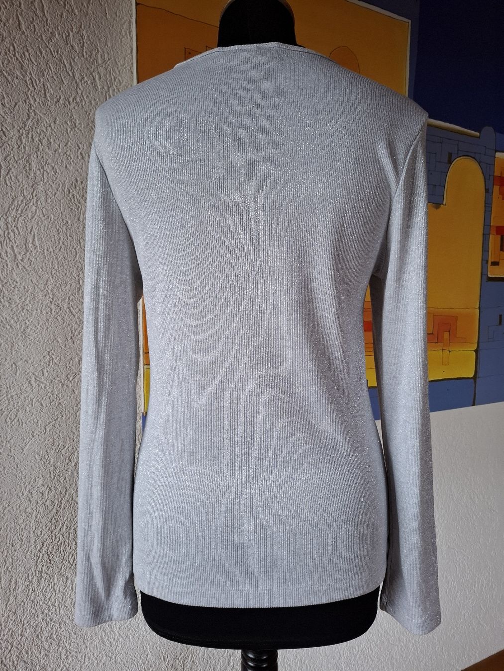 T-shirt: Gr M 38 damen Langarm shirt Silber grau basic 5 Office – Usato da Vinelz venduto da sonnenmond77 3