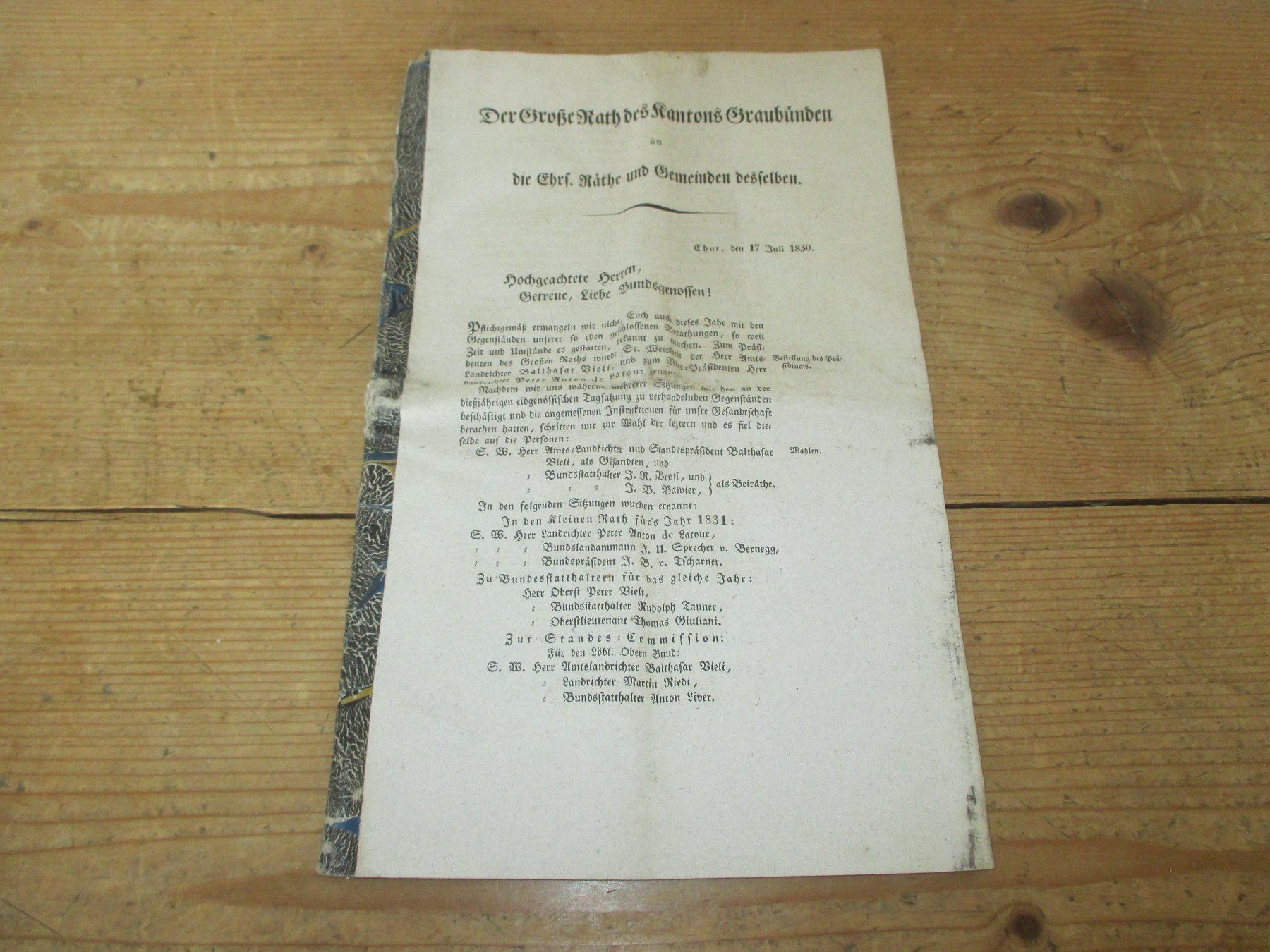 Libri: Der Grosse Rath des Kantons Graubünden 1830 – Usato da Flims - Dorf venduto da Stagediver