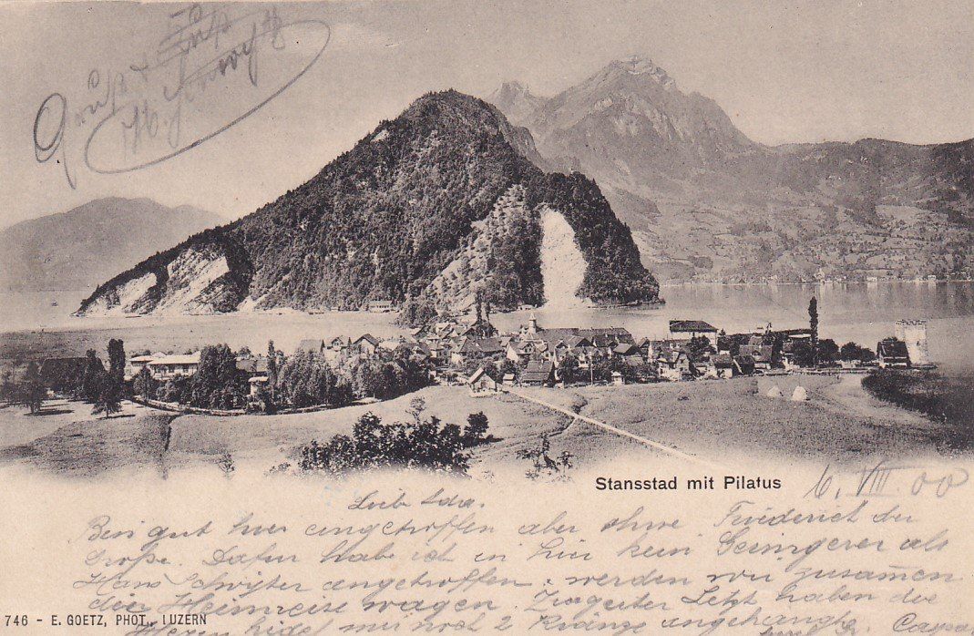Ansichtskarten: AK Stanstad NW mit Pilatus (nach Oberägeri ZG) 1900 – Gebraucht aus Baar von Asmara111