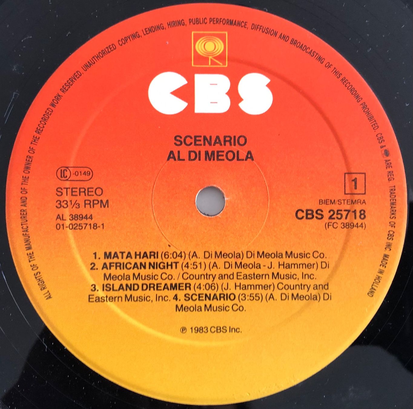 Dischi in vinile: AL DI MEOLA - SCENARIO – Usato da Poliez-Pittet venduto da Newtown-Records 2