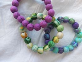 Lot de 3 bracelets boules tissu ramenés du Vietnam NEUFS