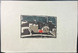 Jean Bünter. Landschaft, 1960. Holzschnitt,