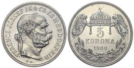 Ungarn, 5 Kronen 1900, Nachprägung mit UP