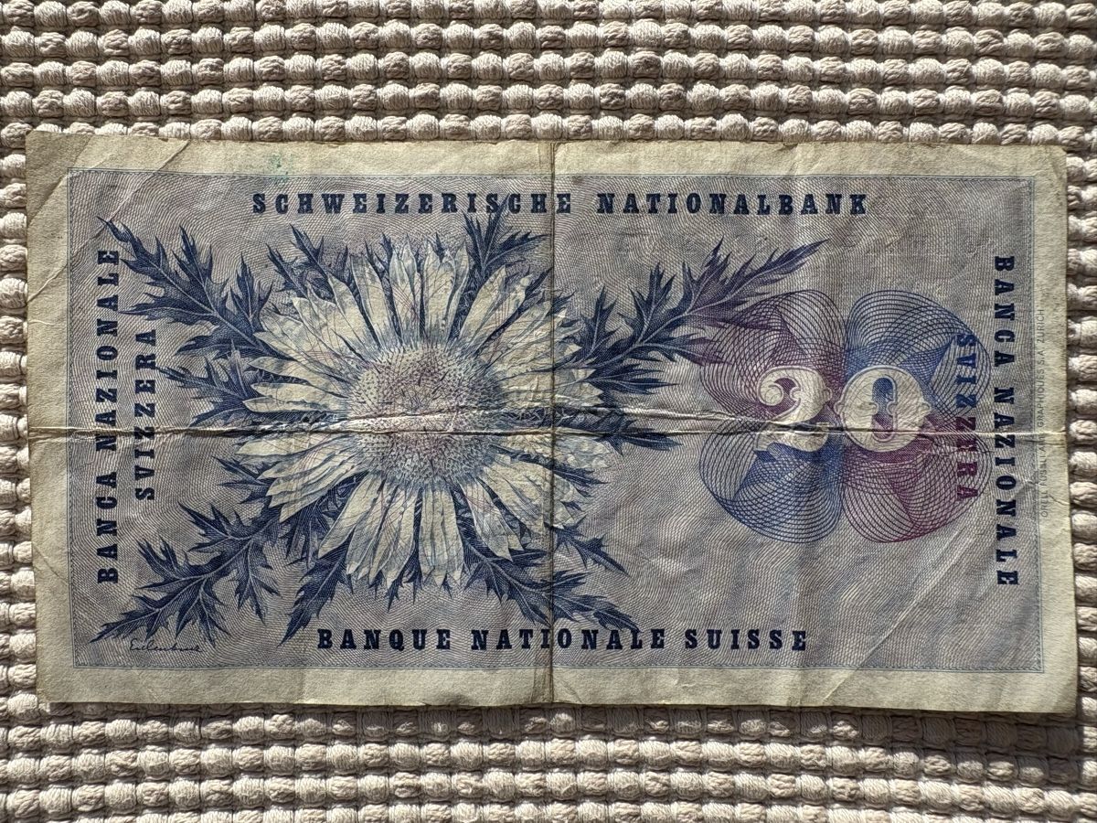 Banconote: 20 er Bandnote Schweiz Serie 25R / 1961 – Usato da Rümlang venduto da SchumBru10 1