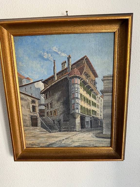 Gemälde: Tableau Ancienne Maison Bernoise Lausanne  – Gebraucht aus Preverenges von mih_vqg5