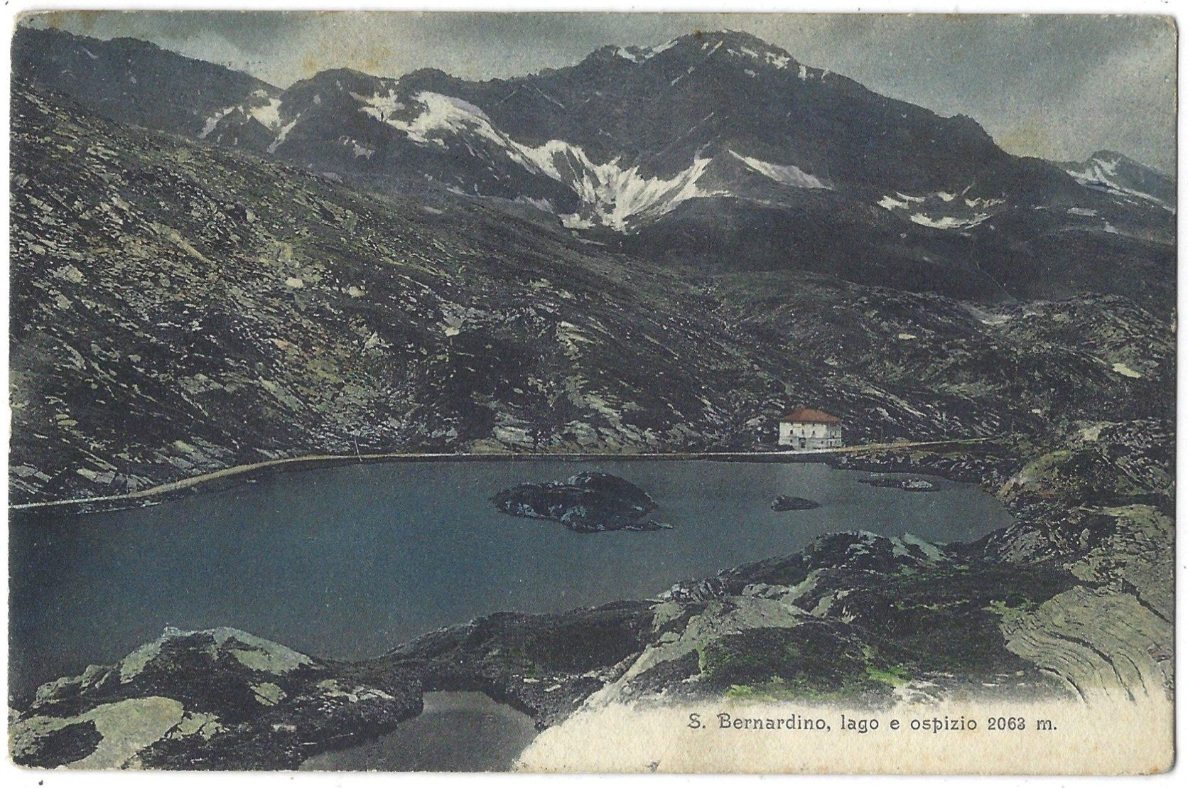 Cartoline postali: S.  Bernardino,  lago  e  ospizio  2063  m. – Usato da Bütschwil venduto da Jackson1A