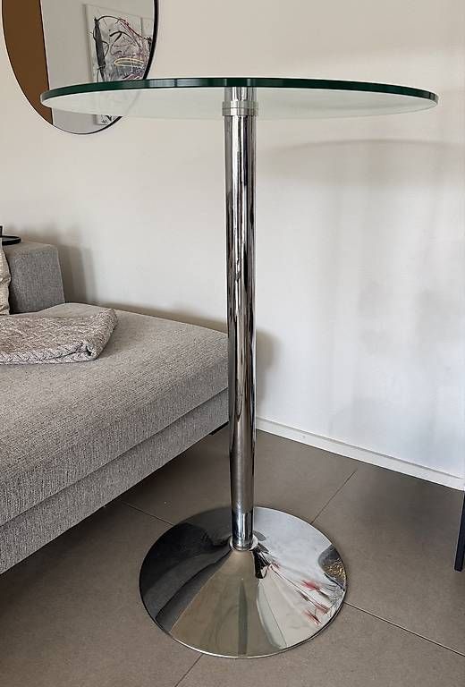 Tische: Bartisch / Stehtisch Glas Metall Chrom – Gebraucht aus Frenkendorf von stefaniem90 1