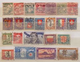 PRO JUVENTUTE: Des timbres oblitérés des années 1915 à 1929