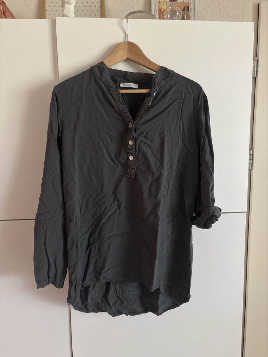 Tops: Blouse, chemisier, pull longue manche gris viscose  – Neu (gemäss Beschreibung) aus Pully von kaba07