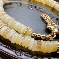 Unikat 💎 Halskette Opal, 24K vergoldete Elemente - Neu