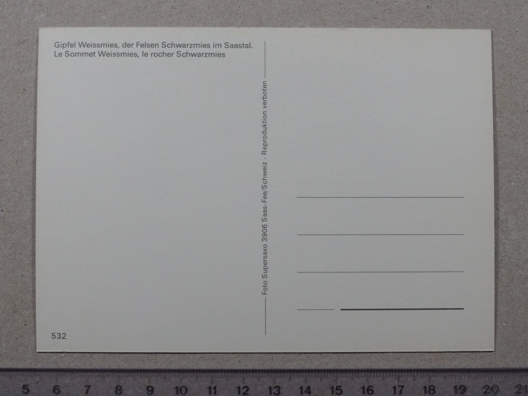 Cartoline postali: Weissmies, Saastal, Saas-Tal – Usato da Lenzburg venduto da fh1 1